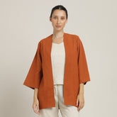 Juniper Set Of 3 - Overlay, Slip Top & Barrel Leg Pants - Autumn Rust & Beige